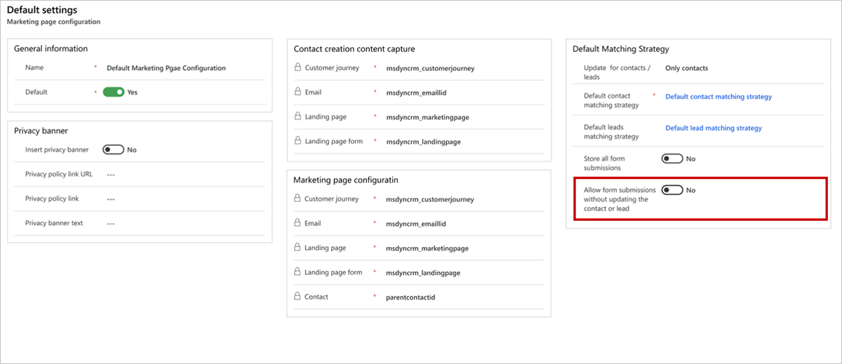 Enable allowing form submissions without updating contact/lead.