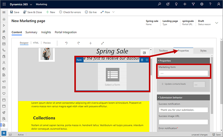 Assign a form to a form element.