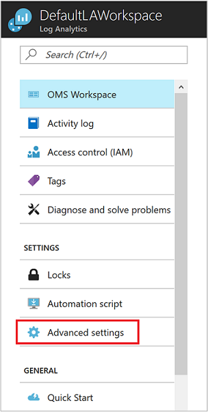 Log Analytics Advance Settings