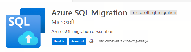 Snímek obrazovky znázorňující rozšíření migrace Azure SQL