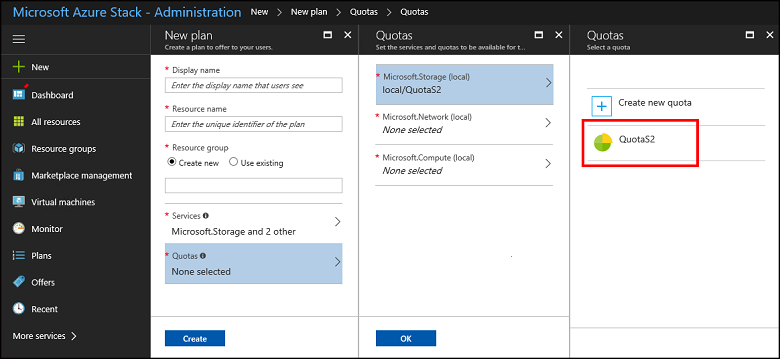 Přiřazení kvóty pro nový plán ve službě Azure Stack Hub