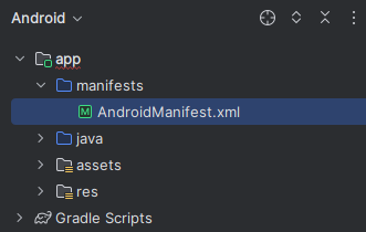 Snímek obrazovky se souborem XML AndroidManifest