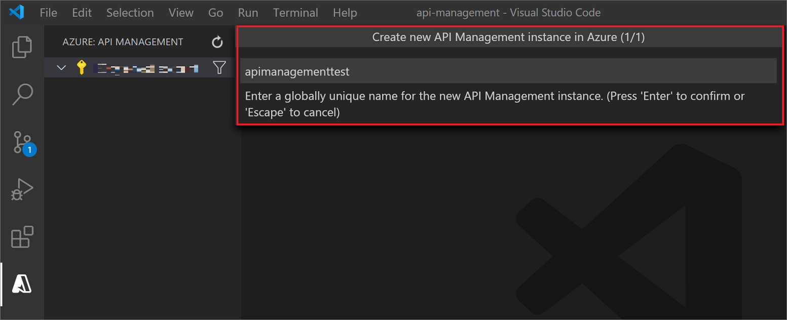 Průvodce vytvořením služby API Management ve VS Code