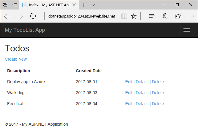 Publikovaná aplikace ASP.NET ve službě Aplikace Azure Service