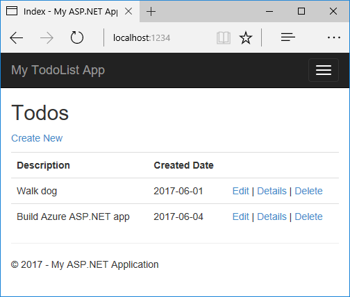 Dialogové okno Nový projekt ASP.NET