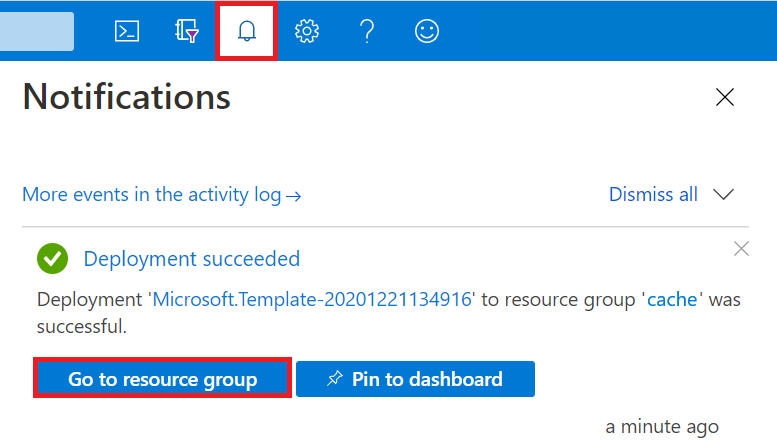 Oznámení o nasazení na webu Azure Portal