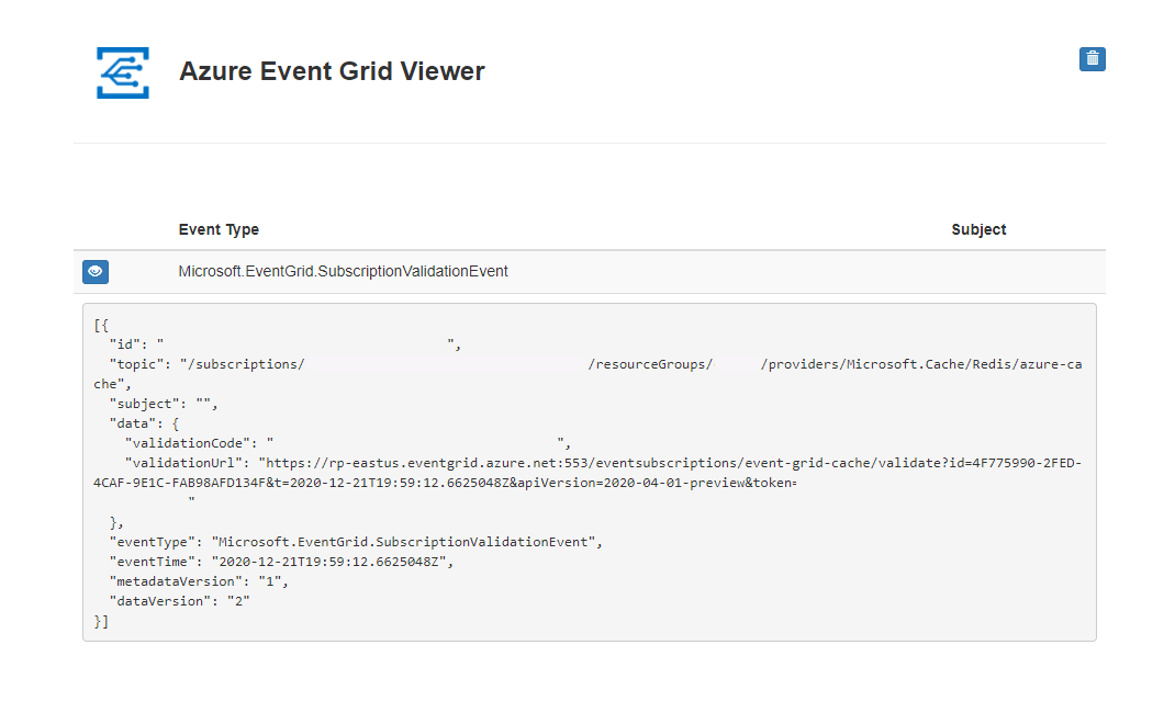 Prohlížeč služby Azure Event Grid.