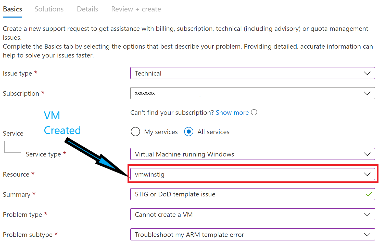 New support request for Windows STIG solution template