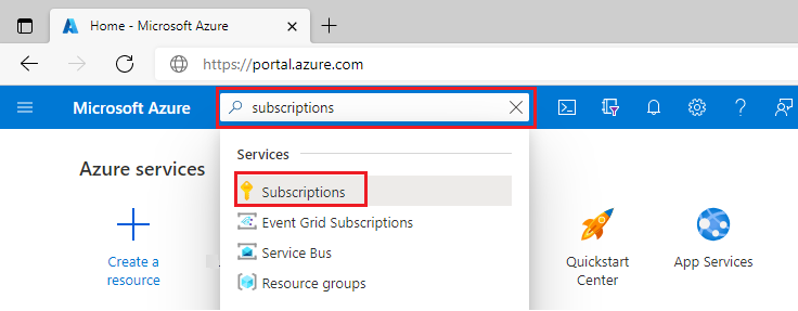 Snímek obrazovky s vyhledáváním na webu Azure Portal