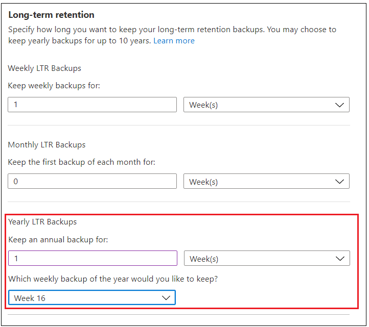 Snímek obrazovky webu Azure Portal znázorňující, jak konfigurovat zásady