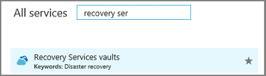 V dialogovém okně Všechny služby zadejte Recovery Services.