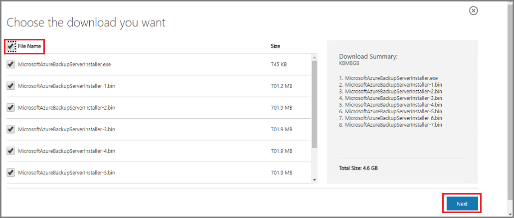 Download Center, vybrané soubory