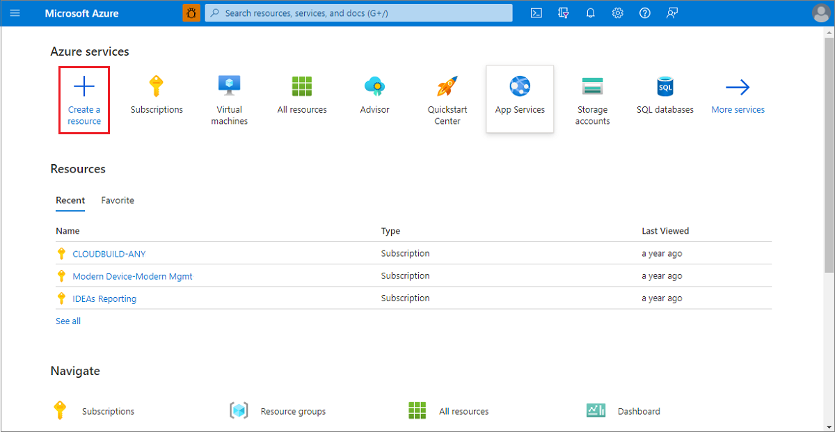 Snímek obrazovky znázorňující, jak začít vytvářet novou instanci kontejneru na webu Azure Portal ve formátu PNG