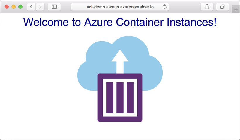 Zobrazení aplikace nasazené ve službě Azure Container Instances v prohlížeči