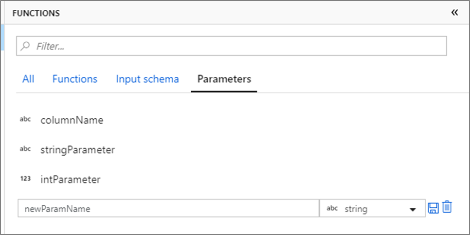 Snímek obrazovky znázorňující parametry na kartě Parametry s přidanými novými parametry