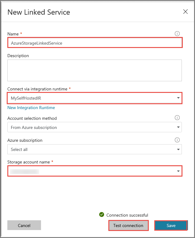 Zadání účtu služby Azure Blob Storage