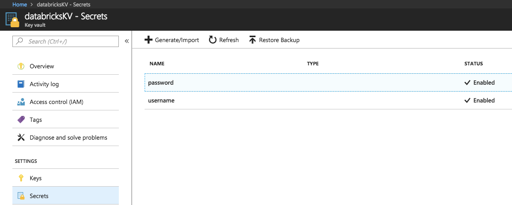 Přidání tajných kódů do služby Azure Key Vault