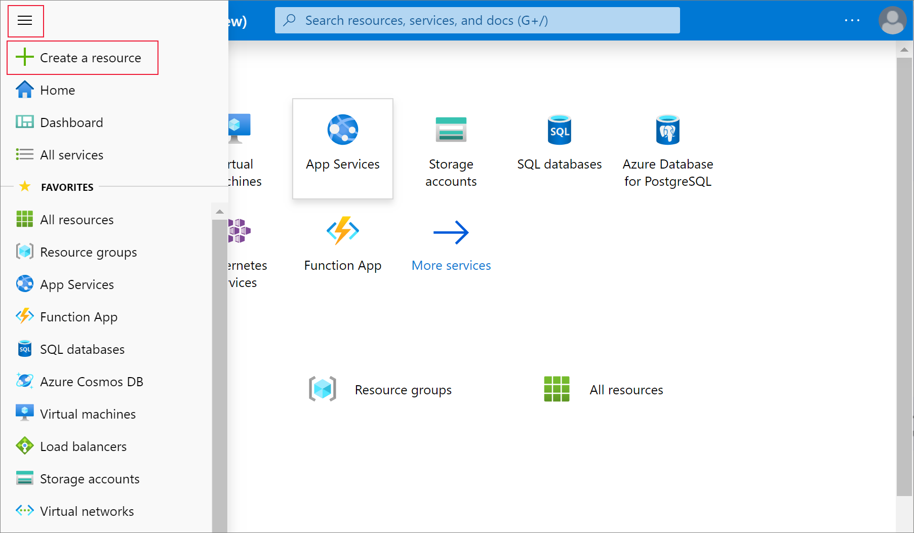 Vytvoření prostředku na webu Azure Portal