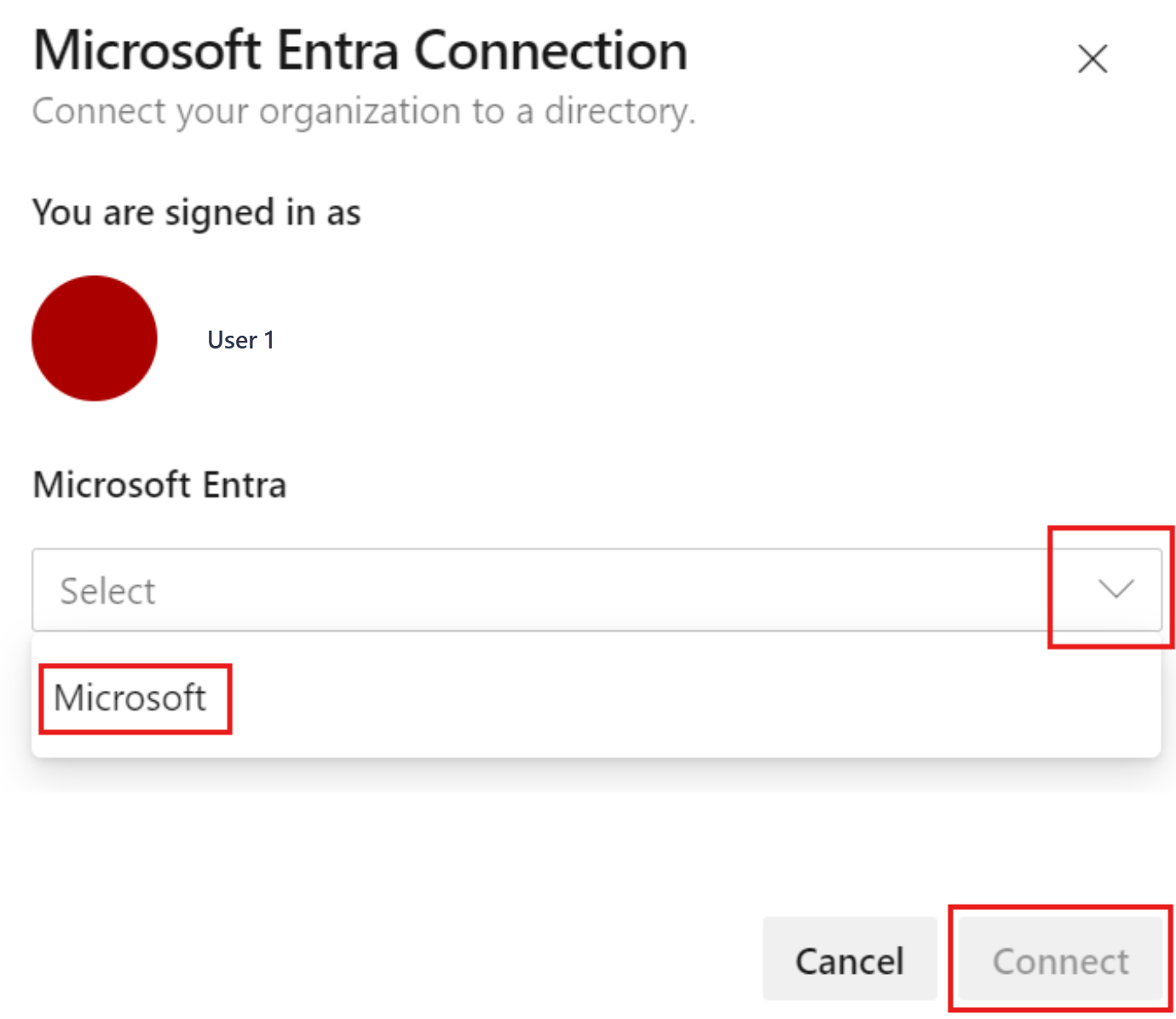 Vyberte své ID Microsoft Entra a pak Připojit.