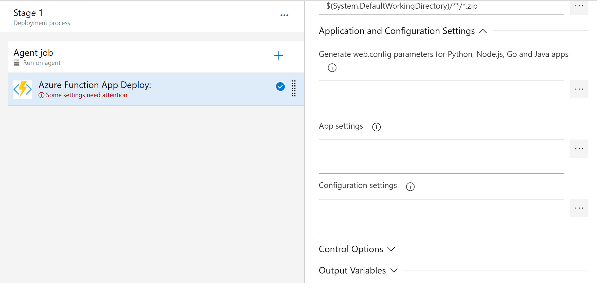 Snímek obrazovky znázorňující část Generování parametrů web.config