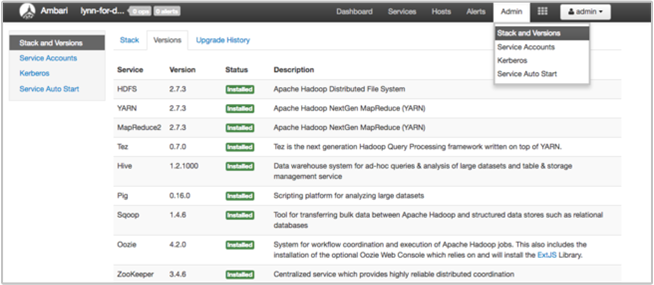 Apache Ambari Stack a verze