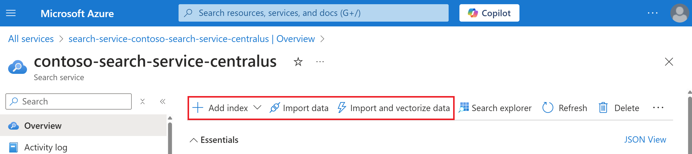 Snímek obrazovky s příkazem Importovat data