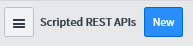 Tlačítko New Scripted REST API (Nové skriptované rozhraní REST API) v ServiceNow
