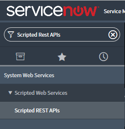 Část Skriptovaná webová služba v ServiceNow