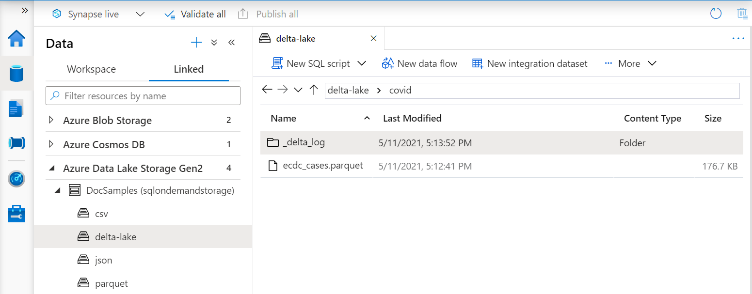 ECDC COVID-19 Delta Lake folder