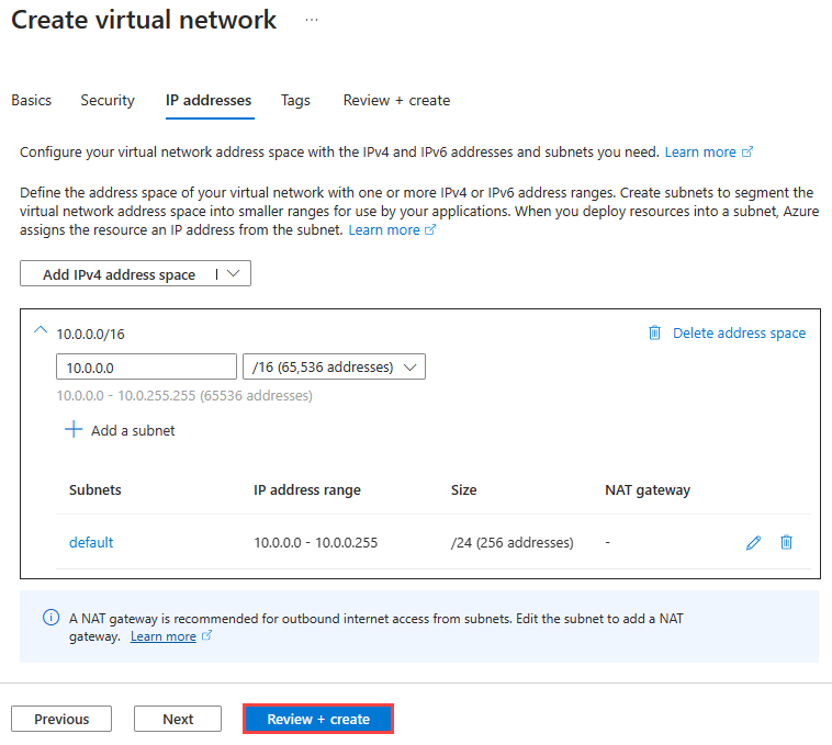 Snímek obrazovky s kartou IP adres pro hvězdicovou virtuální síť