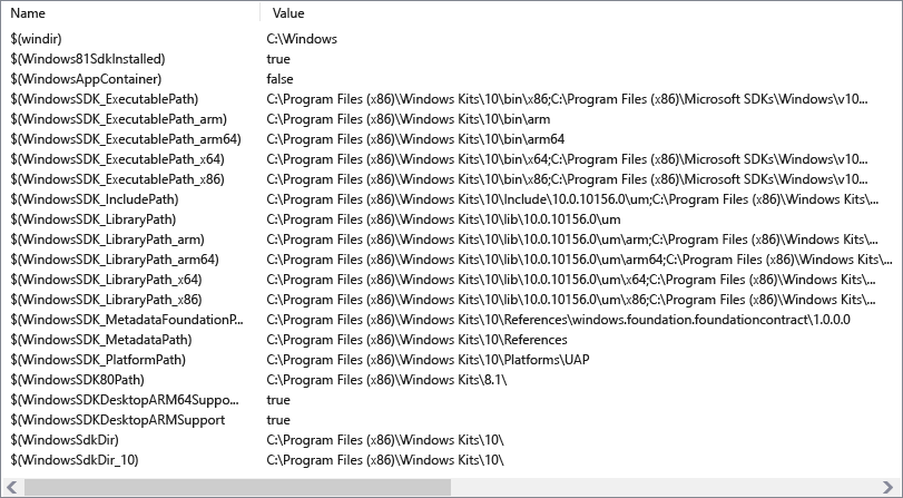 Seznam maker sady Windows SDK