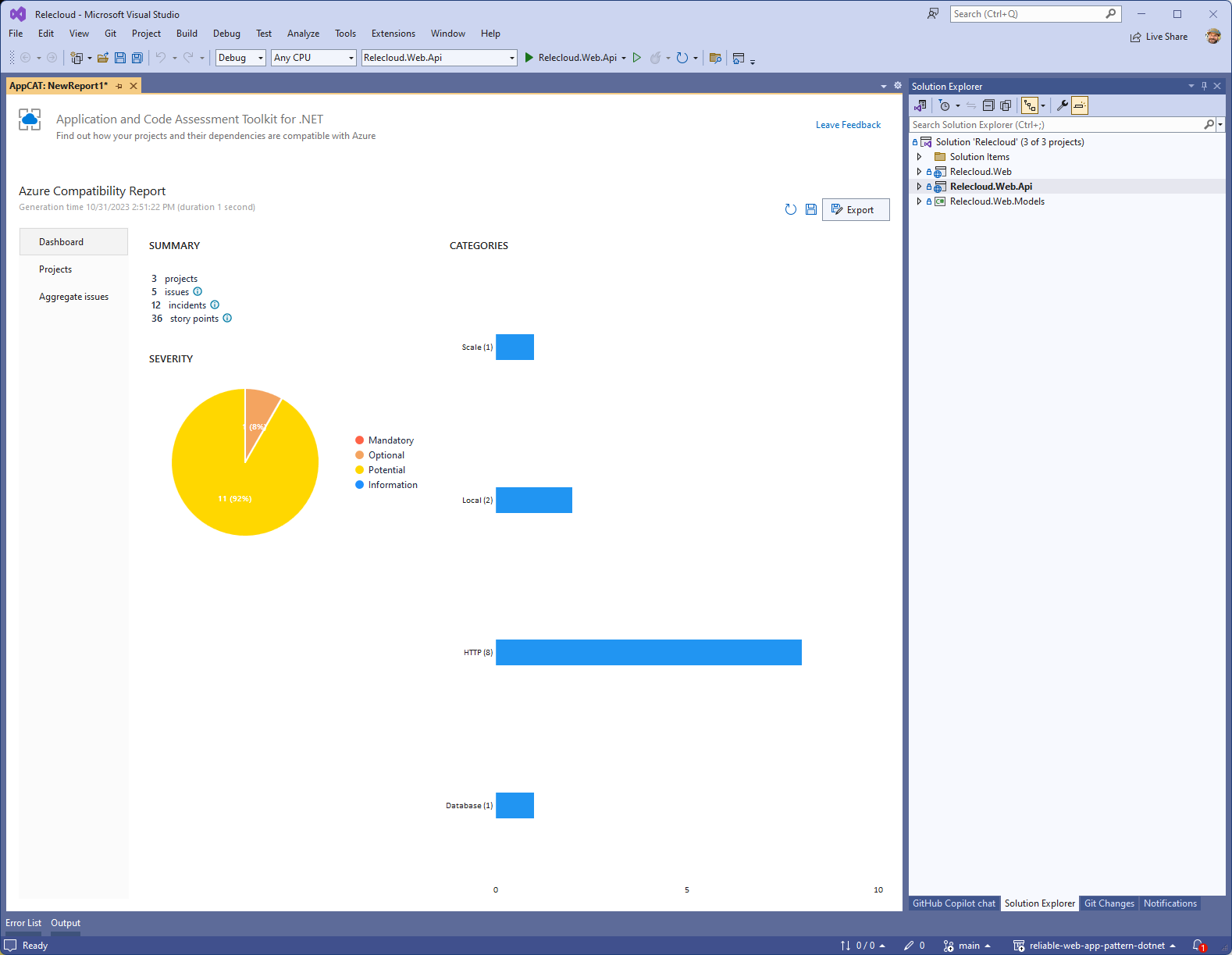 Screenshot showing the results of the scan