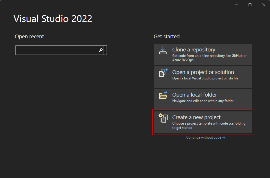 Vytvořte nový projekt WPF v sadě Visual Studio 2022 pro .NET 7.