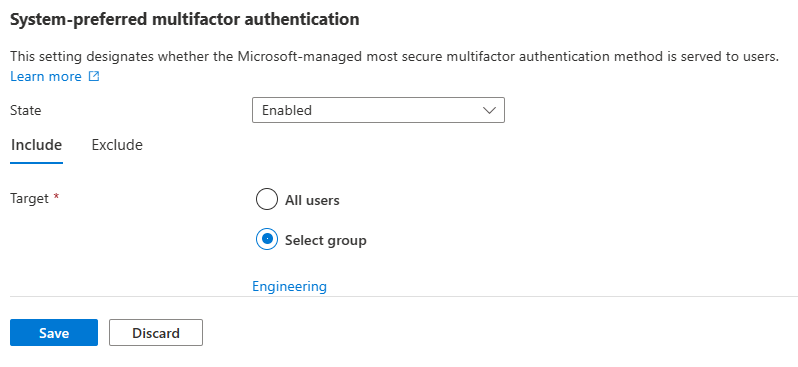 Snímek obrazovky s povolením nastavení Microsoft Authenticatoru pro režim nabízeného ověřování