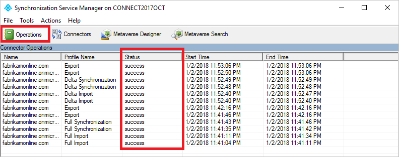 Snímek obrazovky se synchronizačním Service Managerem