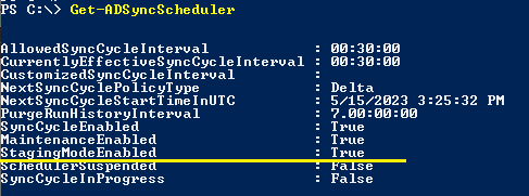 Snímek obrazovky znázorňující konzolu synchronizační služby v dialogovém okně Active Microsoft Entra Connect