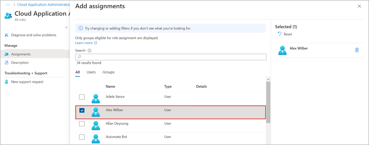 Úspěšně bylo přidáno přiřazení role s vymezeným oborem k registracím aplikací v MICROSOFT Entra ID.