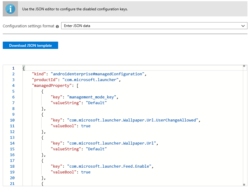 Návrhář konfigurace – data JSON