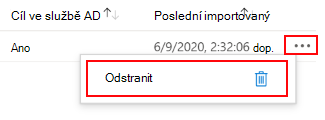 Snímek obrazovky, který ukazuje, jak odstranit nebo odebrat objekt zásad skupiny , který jste naimportovali v Analyzátoru zásad skupiny v Microsoft Intune a Centru pro správu Intune