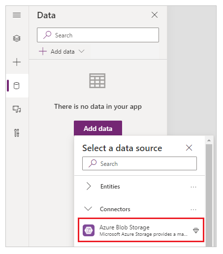 Vyberte připojení k Azure Blob Storage.