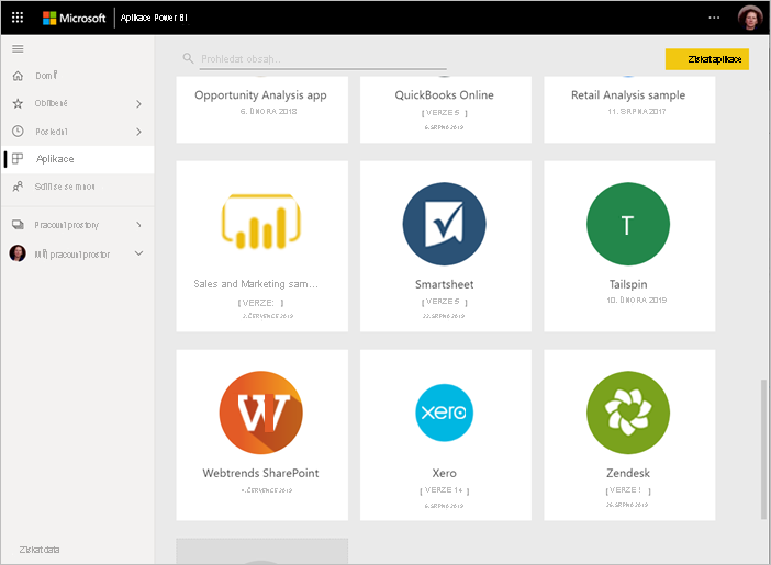 Aplikace v služba Power BI