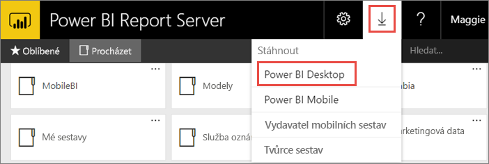 Download Power BI Desktop from the web portal