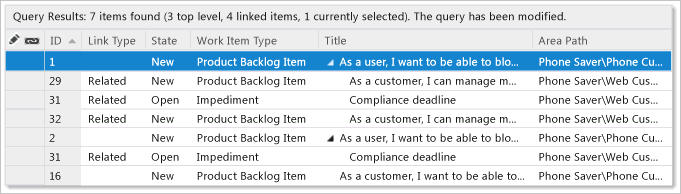 Direct links query results