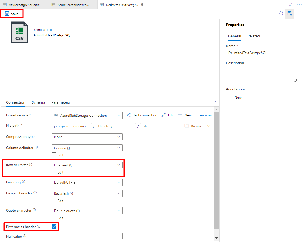 Snímek obrazovky s možnostmi importu dat do objektu blob služby Azure Storage