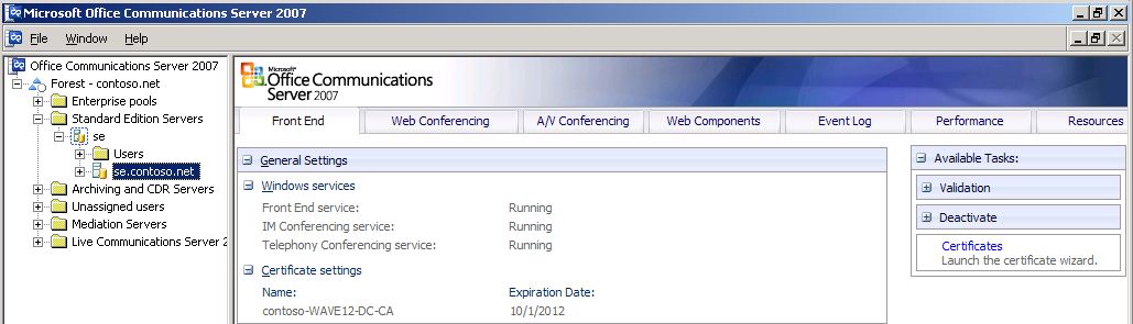 Office Communications Server 2007 Admin Console