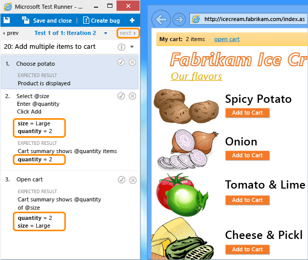 Následující test iteraci má jiné hodnoty parametru