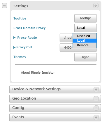 Výběrem v emulátoru Zvlnění proxy server