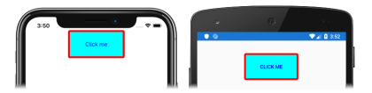 Snímek obrazovky s objektem Button se změněným vzhledem v iOSu a Androidu