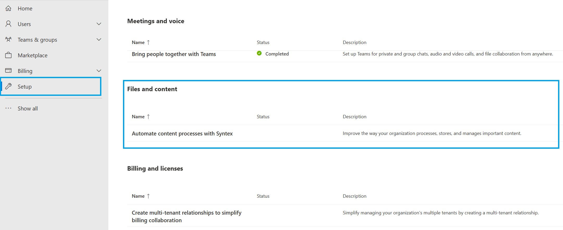 Microsoft 365 admin center Files and Content