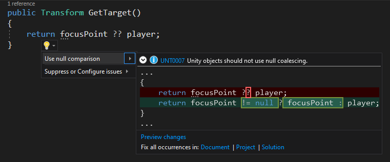 Snímek obrazovky s porovnáním řetězců refaktoringu sady Visual Studio s funkcí CompareTag